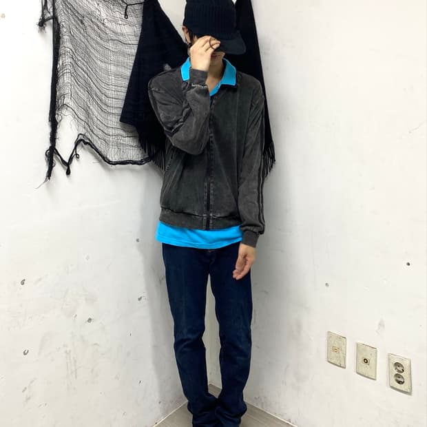 (CHIP CLIP)Minimal Washed Track Jacket