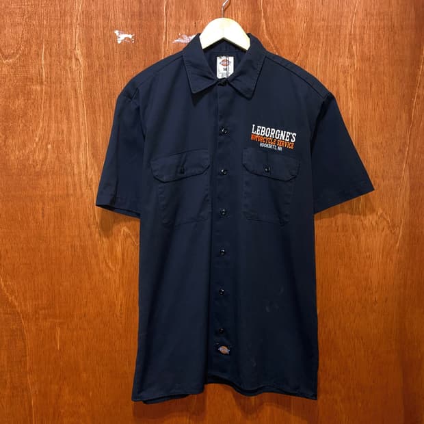 (M) Dickies 디키즈 자수 반팔 워크 셔츠 블랙