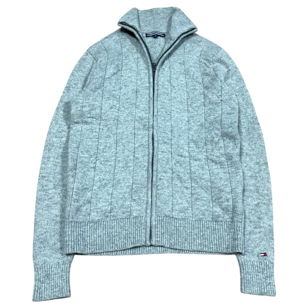 바배) 타미 힐피거 소매 로고 니트집업