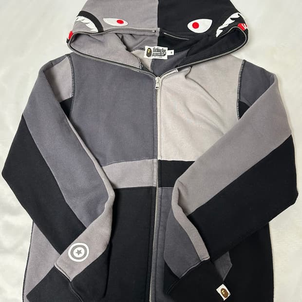 Bape Black Gray Hood Zip-Up