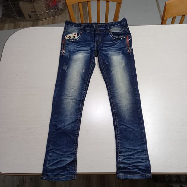 32 ESTHER 약골반 워싱 스판스키니 진청 32-370