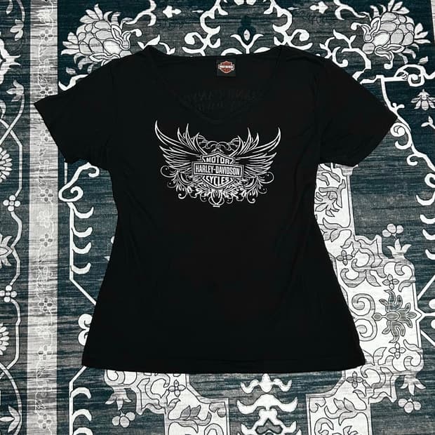 Harley Davidson V neck tee vkei 펑크