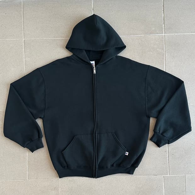 00s 빈티지 러셀 후드집업 블랙 L
