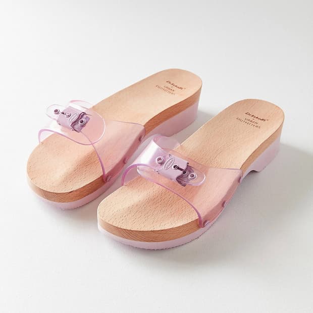 Y2K 2000s 닥터숄X얼반아웃피터스 우든힐 슬라이드 투명 샌들 빈티지