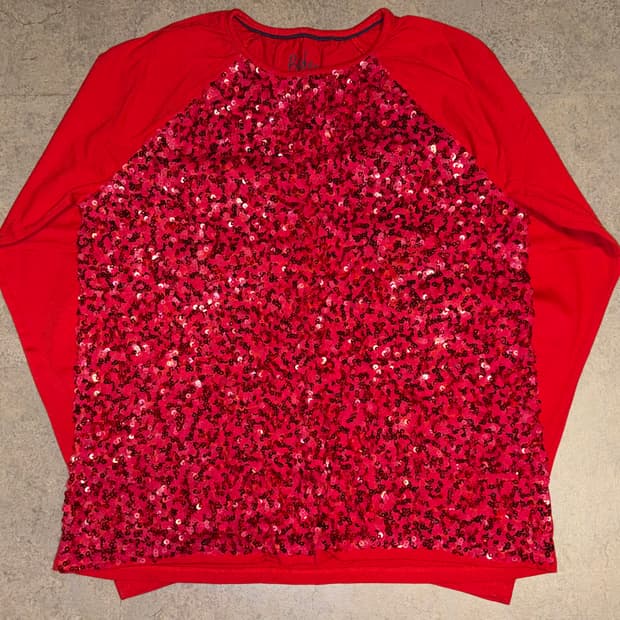 Boden 빨간 스팽글 긴팔 티셔츠