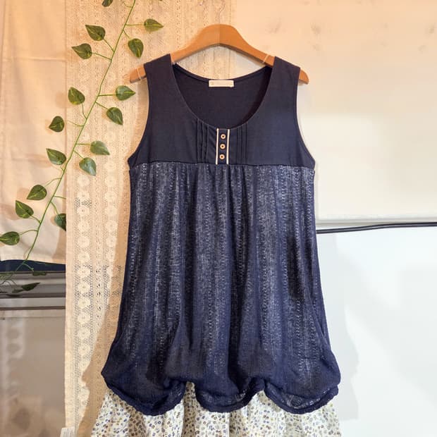 네이비 모리 민소매 원피스