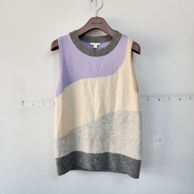 코스 배색 니트 조끼