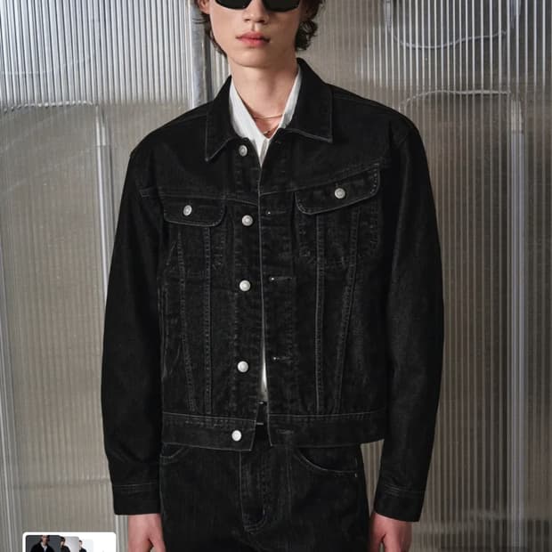 엘무드 버번데님트러커자켓 벨벳틴블랙 44사이즈