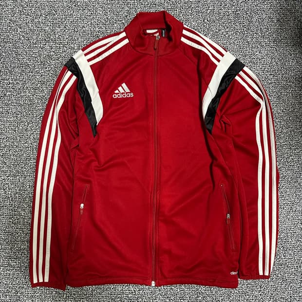 (100) 아디다스 삼선 트랙탑 레드 져지