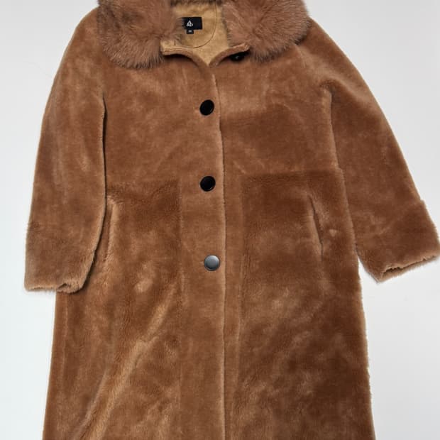 여성 에이엔디 A&D 폭스카라 천연 양모 코트 66
