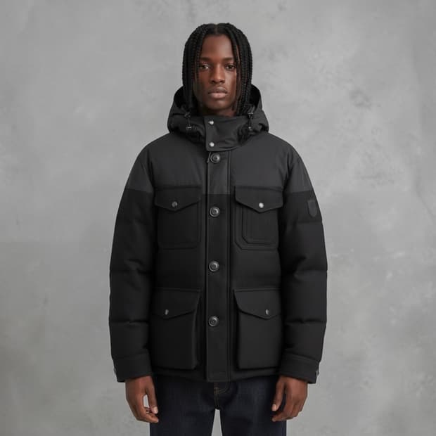 S/ 폴로랄프로렌 블랙 레더패치 헌팅 다운패딩