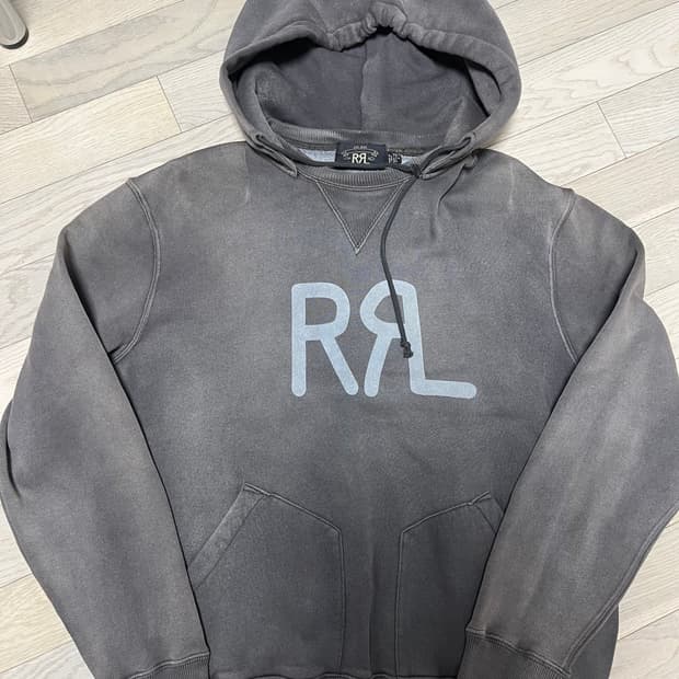 RRL 더블알엘 로고 플리스 페이디드 후드