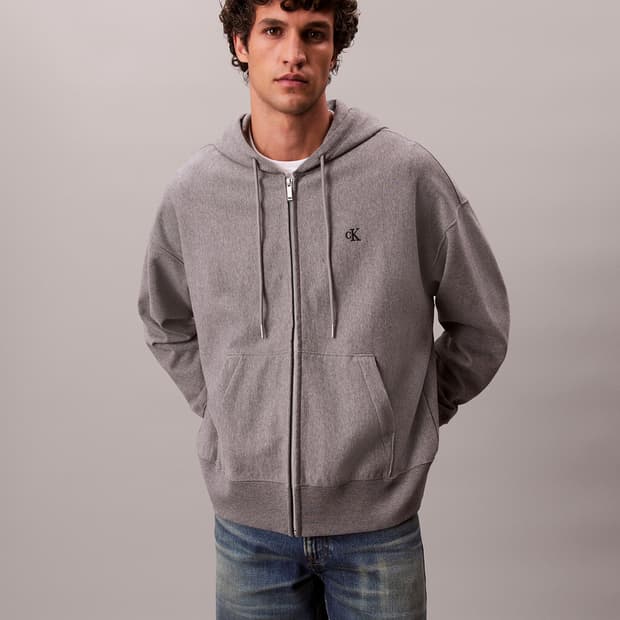 캘빈클라인 CK 아카이브 자수 약기모 후드집업 자켓 L