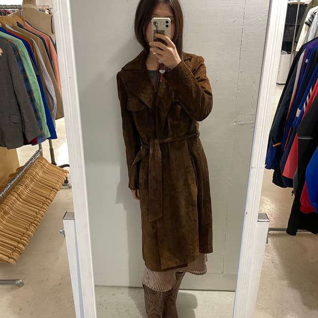 60~70's Godchaux’s suede robe coat