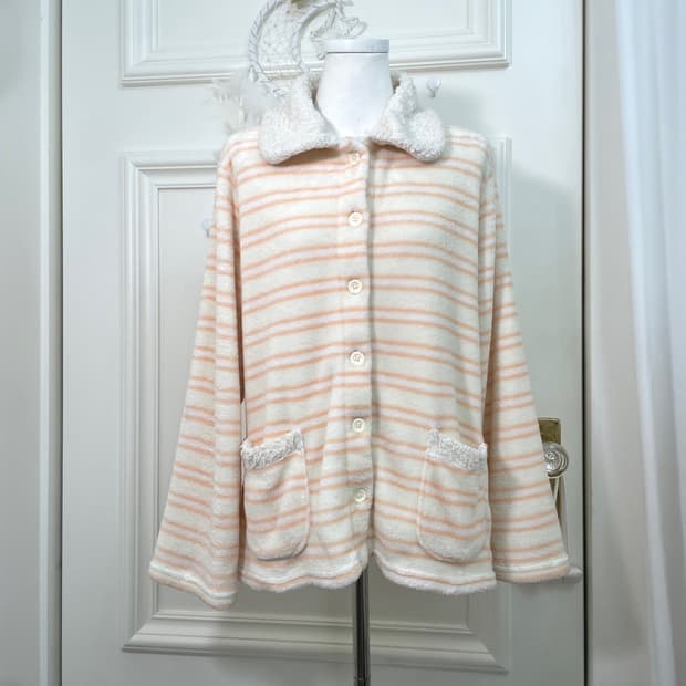 coral ivory stripe fur point homewear