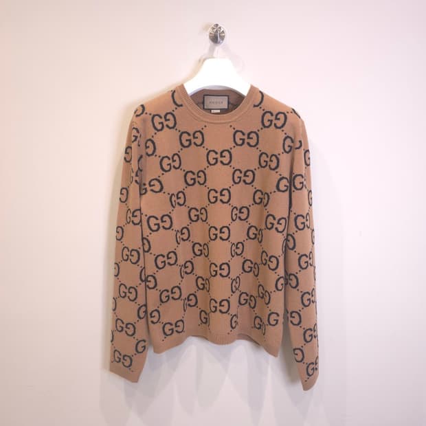 [중고/정품] 구찌 GG 울 자카드 니트 카멜 L