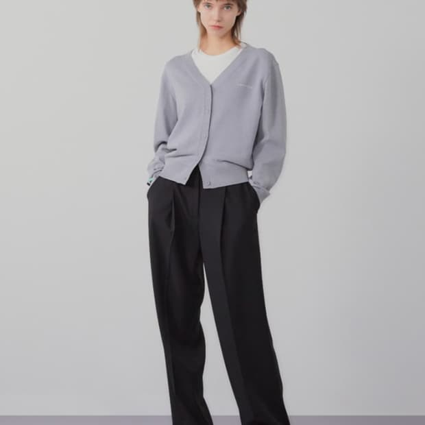 인스턴트펑크 베이직 자수 가디건 그레이