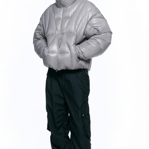 인사일런스 웨이브라인 다운 자켓 패딩 LIGHT GREY