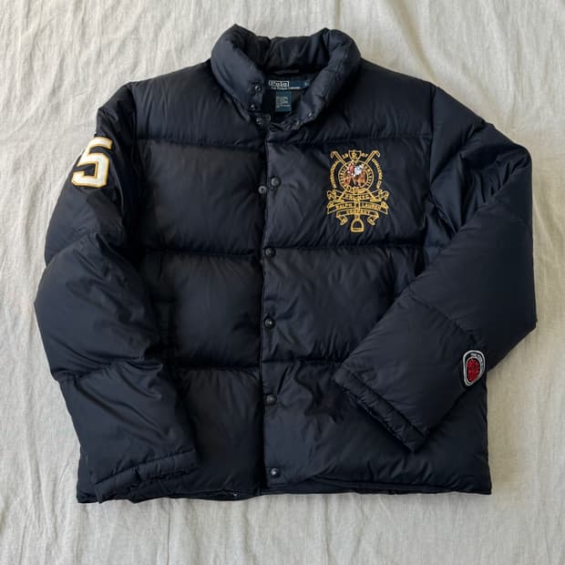 폴로랄프로렌 빈티지 자수 다운 패딩 L