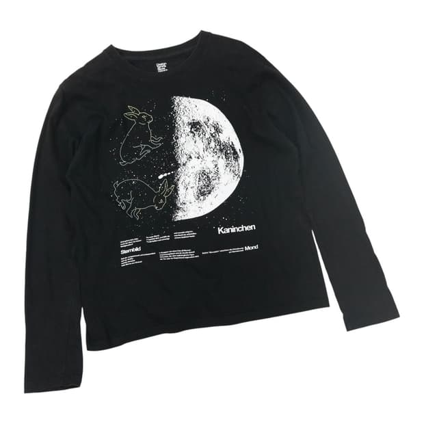 달나라 토끼 그래픽 긴팔 티셔츠 (S)