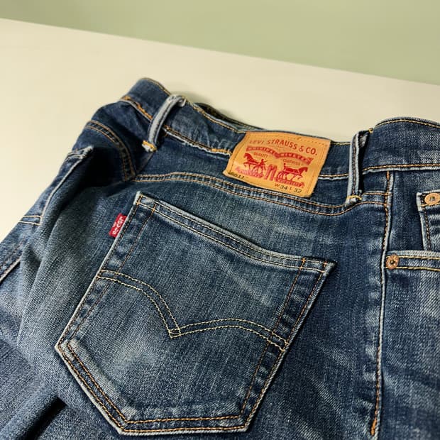 M-L 리바이스511 슬림핏 빈티지워시드 중청 데님팬츠