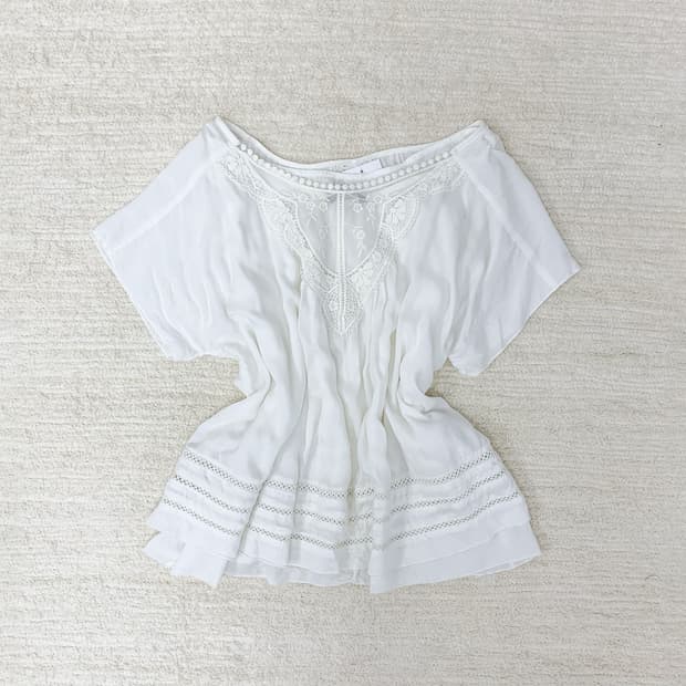 White Lace Mori Short Sleeve Top