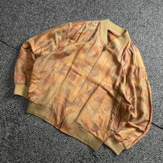 90s YSL입생로랑 아카이브 자수로고 패턴 블루종 2474