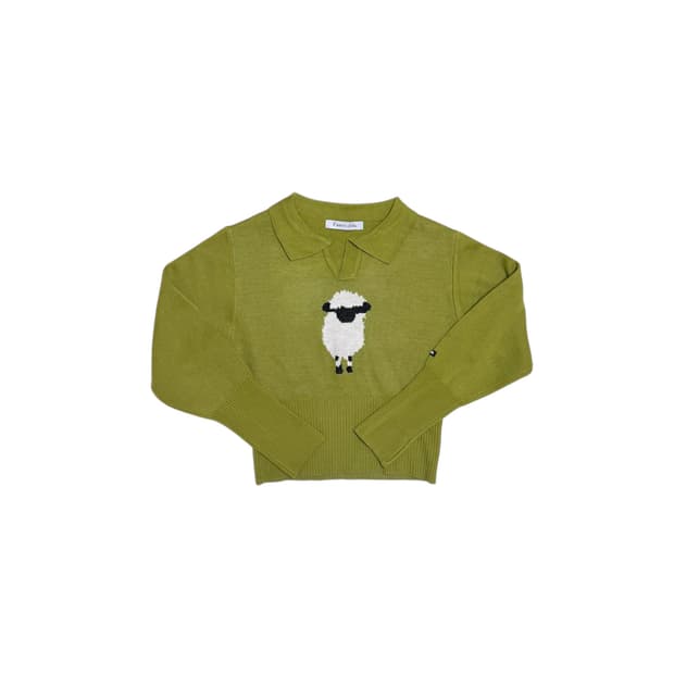 FANCY CLUB 자카드 키치 크롭 니트