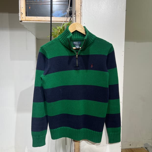 폴로 랄프로렌 스트라이프 반집업 니트