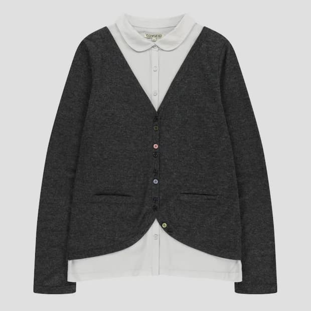 코이세이오 레이어드 셔츠 가디건 다크 그레이 1