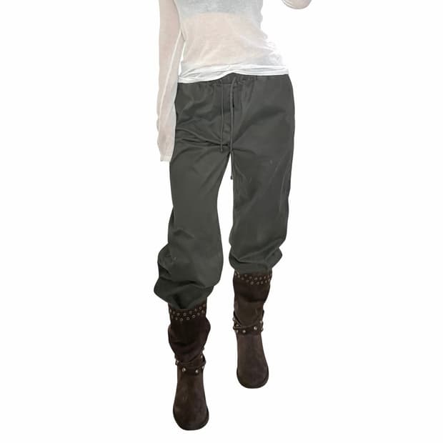 일본 원단 빈티지 카키 릴렉스핏 밴딩 팬츠