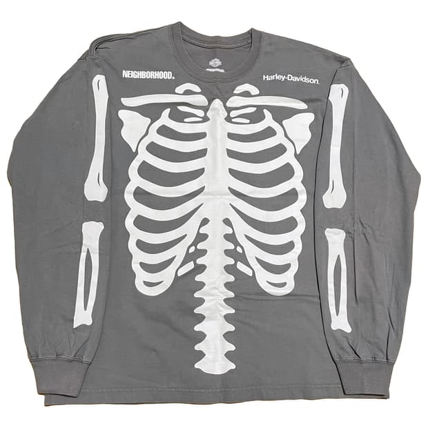 [L] 할리데이비슨 x 네이버후드 스켈레톤 롱슬리브 그레이