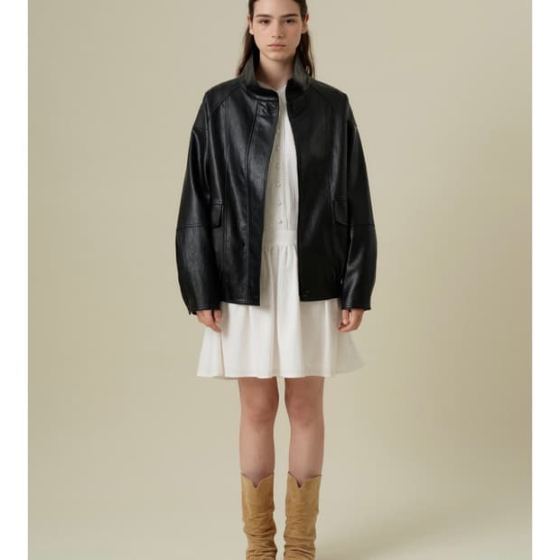 망고매니플리즈 에타 레더 점퍼(etta leather jumper)