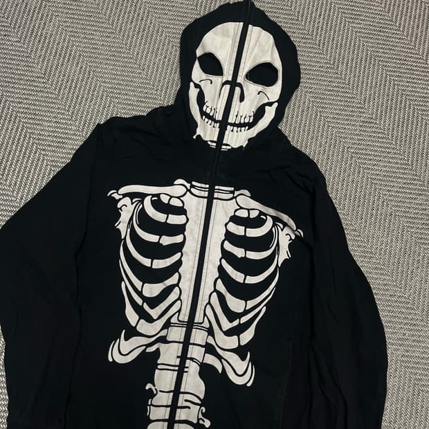 해골 풀 집업후드