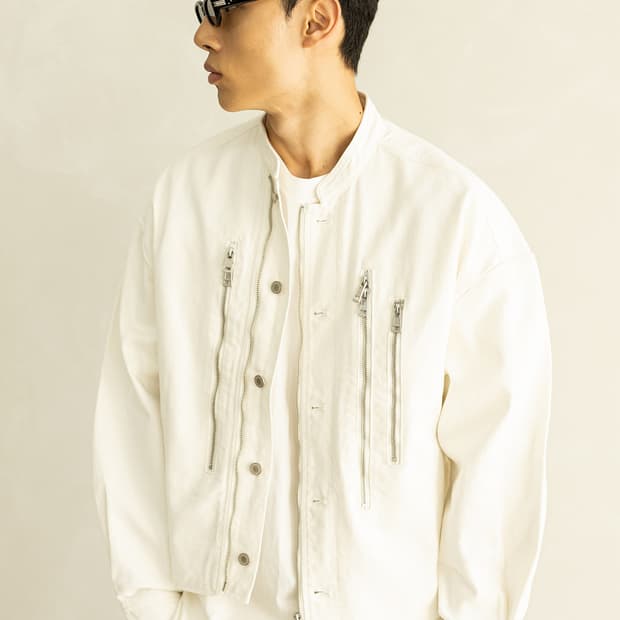 매스노운 하이넥 화이트 데님 자켓 L