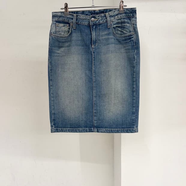 폴로 랄프 로렌 미디 데님 펜슬 스커트 