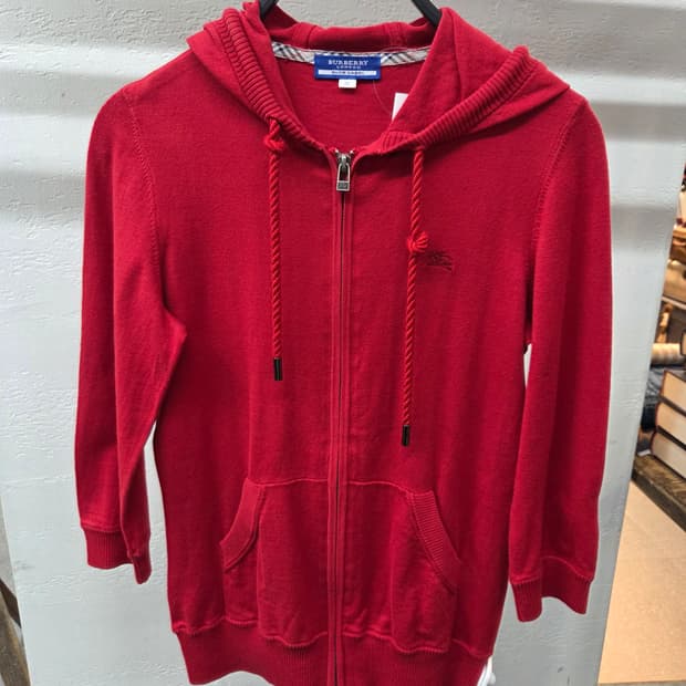 BURBERRY 버버리 레드 9부 후드집업💯