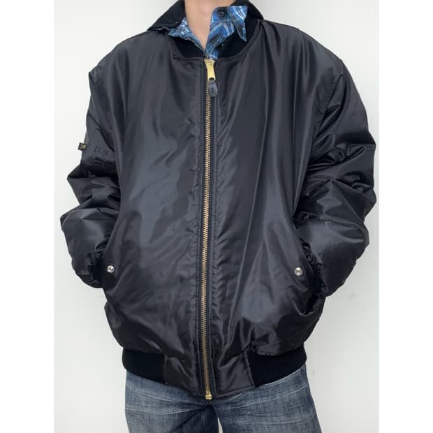 빈티지 블랙 MA-1 블루종