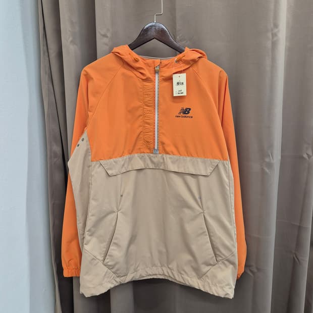 뉴발란스 오렌지/베이지 아노락 후드 바람막이 XL