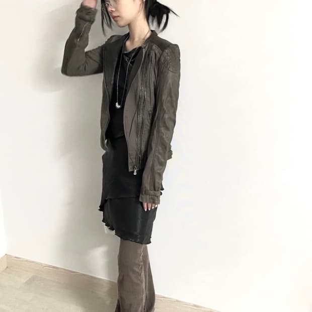 buckle detail biker jacket