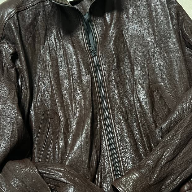 (S) 렉토 25FW 하이넥 레더 점퍼 자켓 브라운