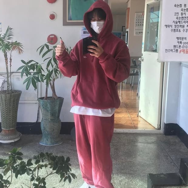 아디다스x마크곤잘레스 버건디 후드티