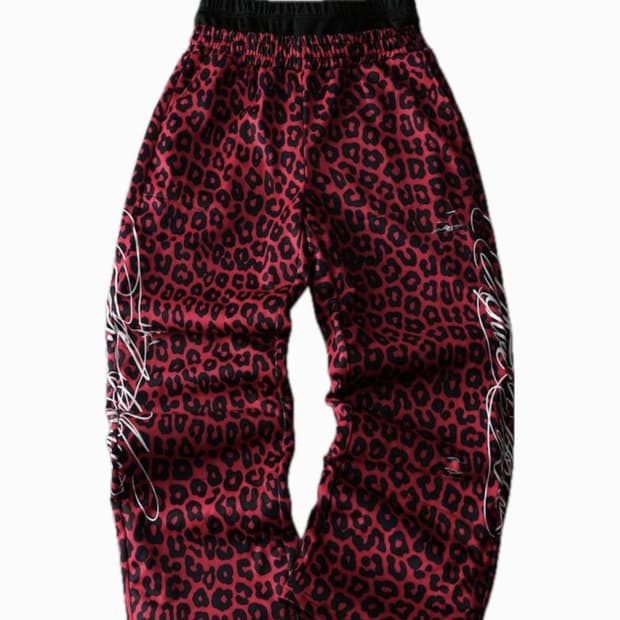 레오파드 새깅 스웻 팬츠