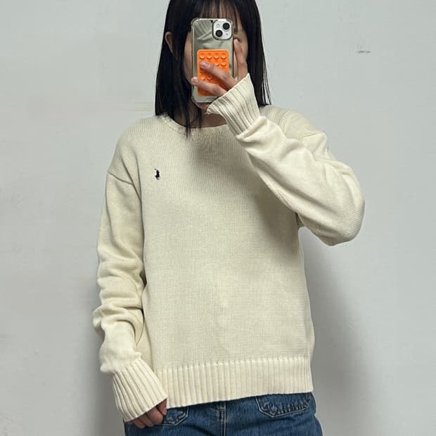 90s 폴로 랄프로렌 포니로고 아이보리 코튼 니트