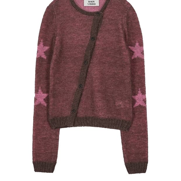 마지셔우드 모헤어 스타 니트 가디건 핑크