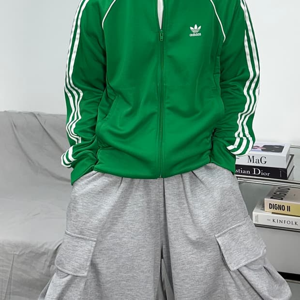 아디다스 그린 슈퍼스타 트랙탑 져지 2XL