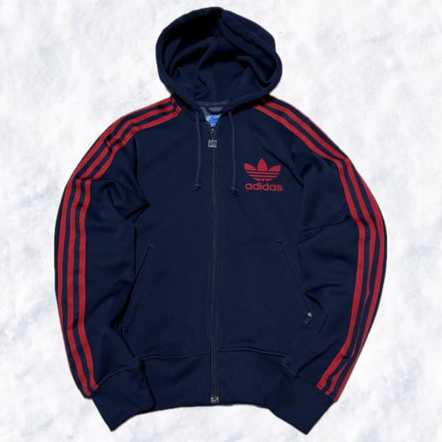 아디다스 딥네이비 레드 후드집업