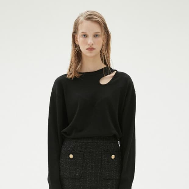 해바이해킴 슬릿니트 블랙