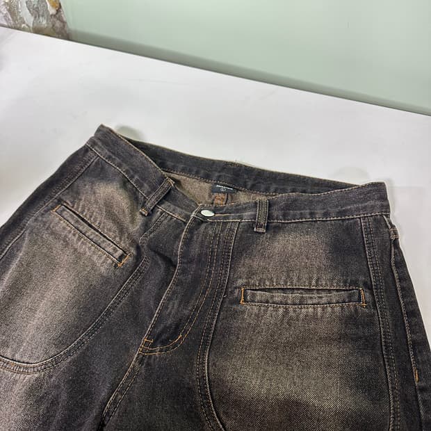 L 트릴리온 하이웨스트 녹워시드 벌룬와이드핏 데님팬츠