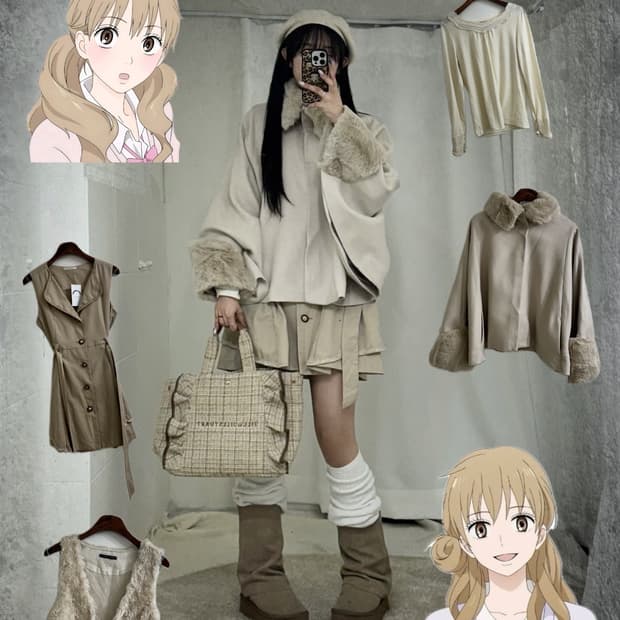 엑시즈팜 아이보리 러블리 라떼갸루 폭닥 니혼진 코디세트 